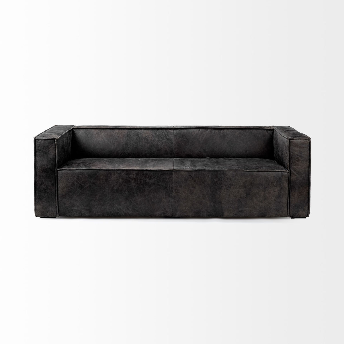 Stinson II 91" Black Leather Three Seater Sofa | BeBoldFurniture