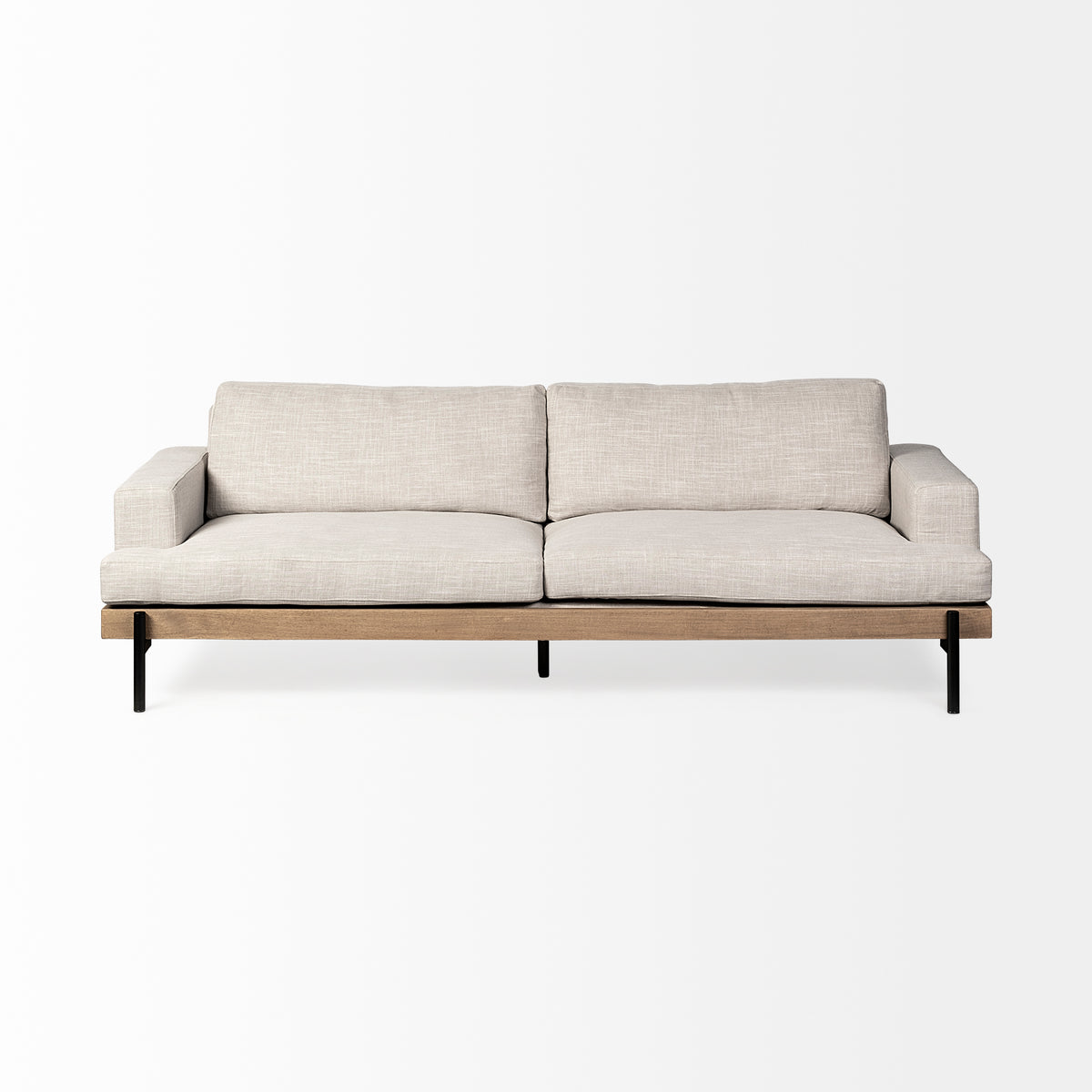 Colburne II 95" Beige Upholstered Three Seater Sofa | BeBoldFurniture