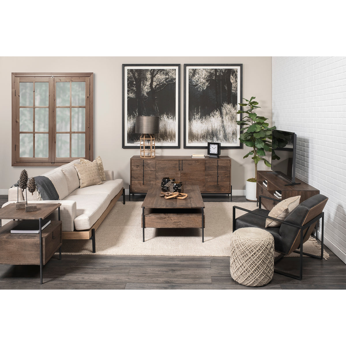 Colburne II 95" Beige Upholstered Three Seater Sofa | BeBoldFurniture