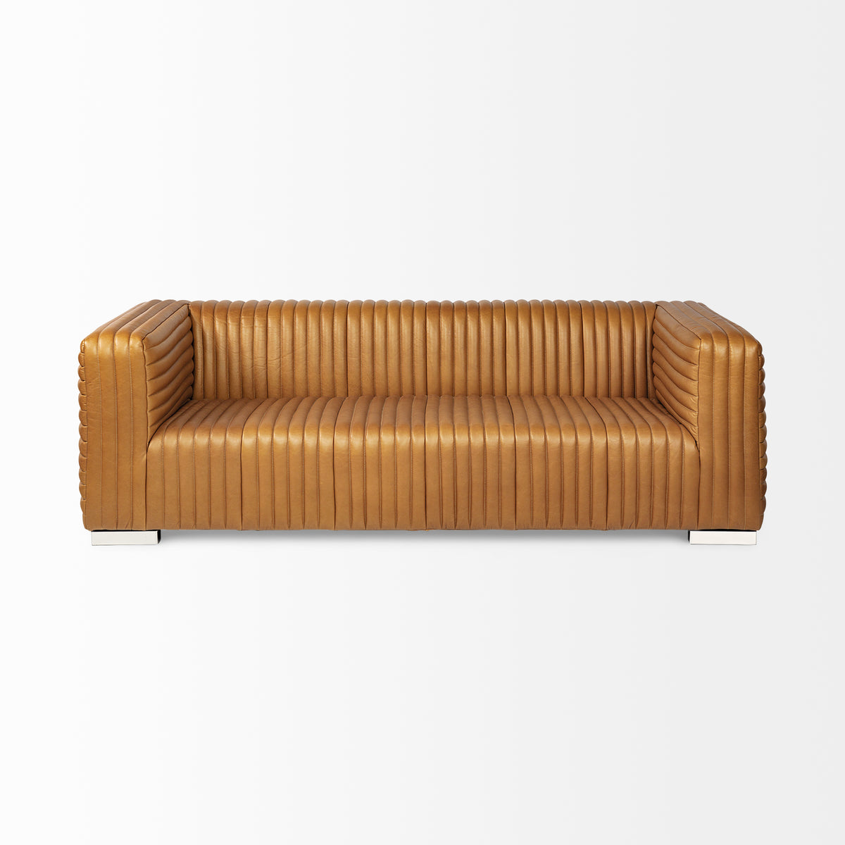 Ricciardo Cognac Leather Three Seater Sofa | BeBoldFurniture