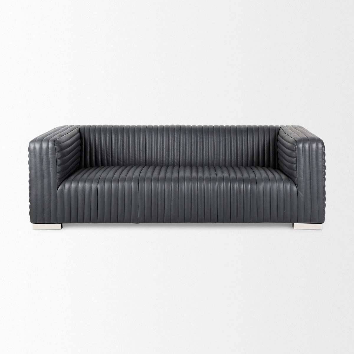 Ricciardo Black Leather Wrapped Three Seater Sofa | BeBoldFurniture