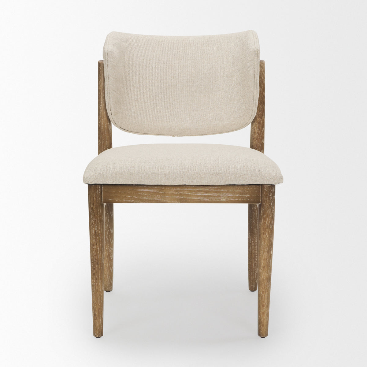 Cline Cream Fabric Upholstered and Light Brown Wood Dining Chair | BeBoldFurniture