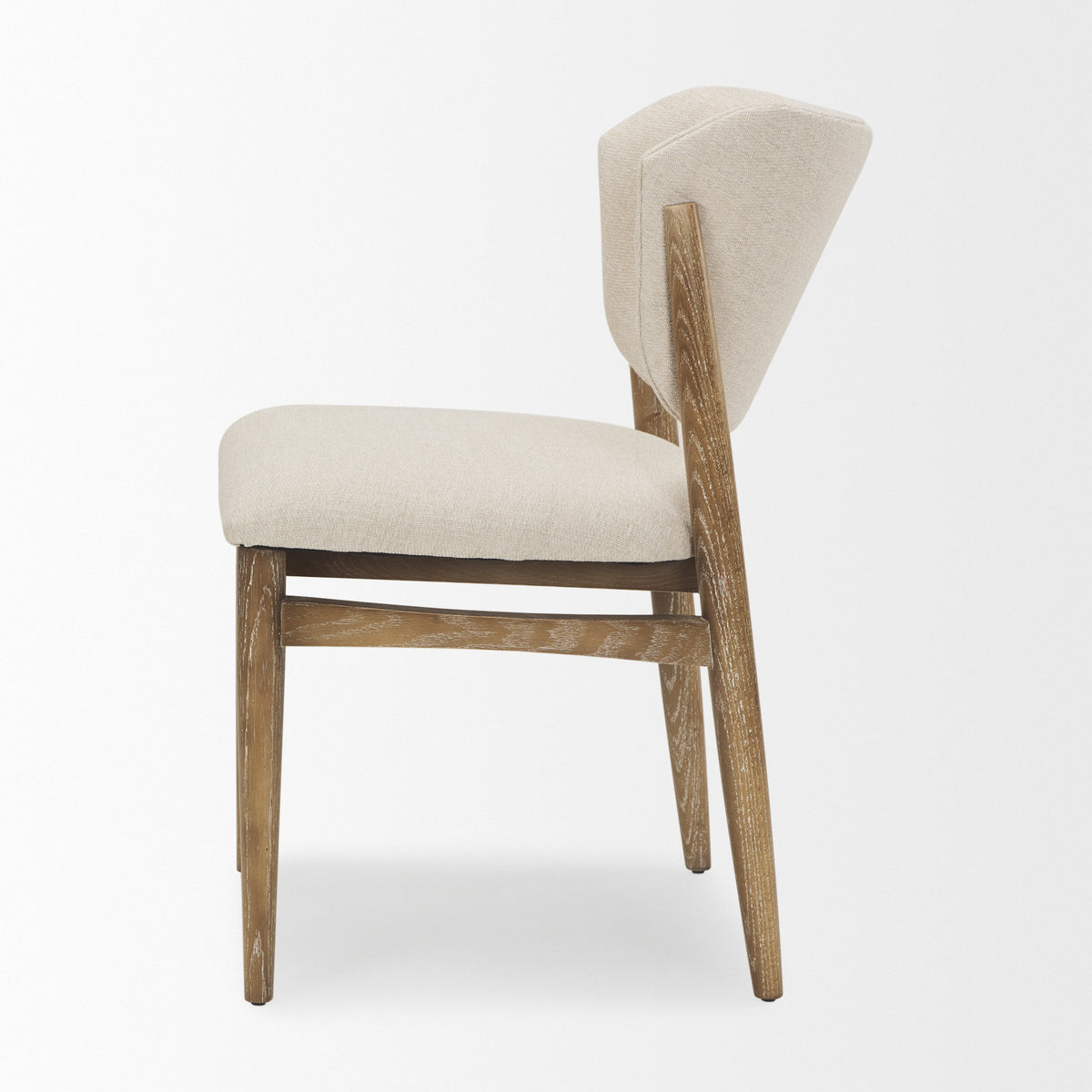 Cline Cream Fabric Upholstered and Light Brown Wood Dining Chair | BeBoldFurniture