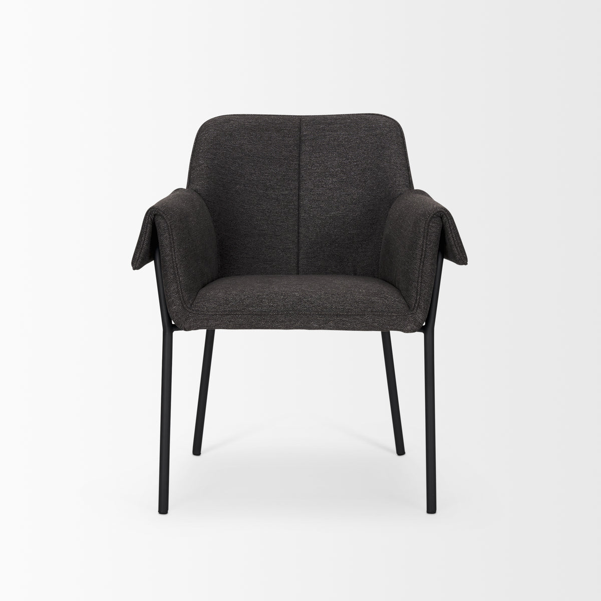 Brently Dining Chair w/ Gray Fabric & Matte Black Metal Legs | BeBoldFurniture