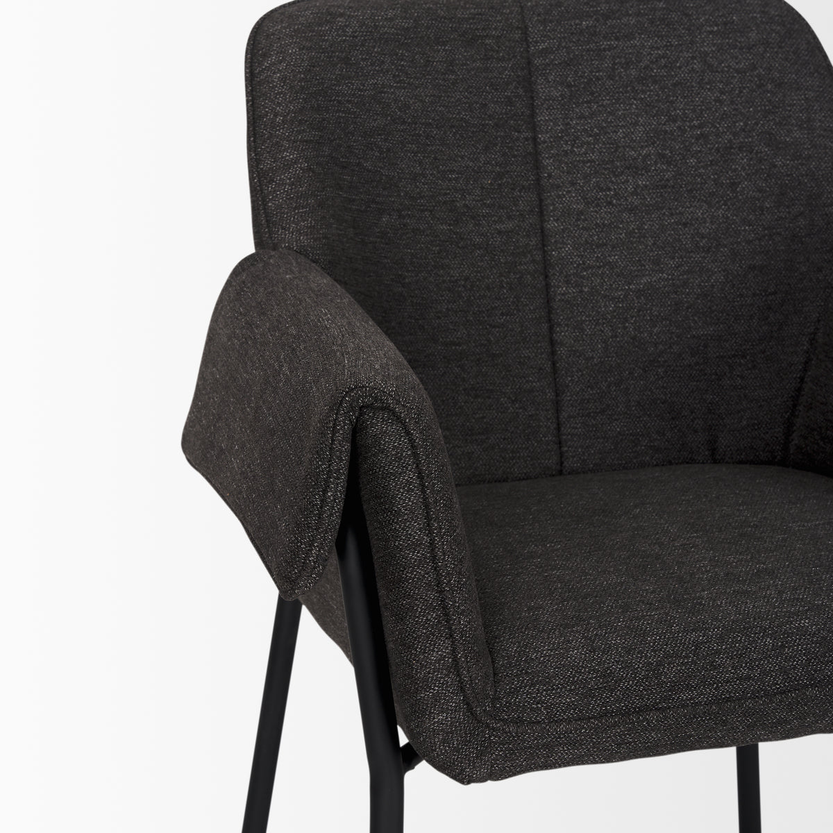 Brently Dining Chair w/ Gray Fabric & Matte Black Metal Legs | BeBoldFurniture