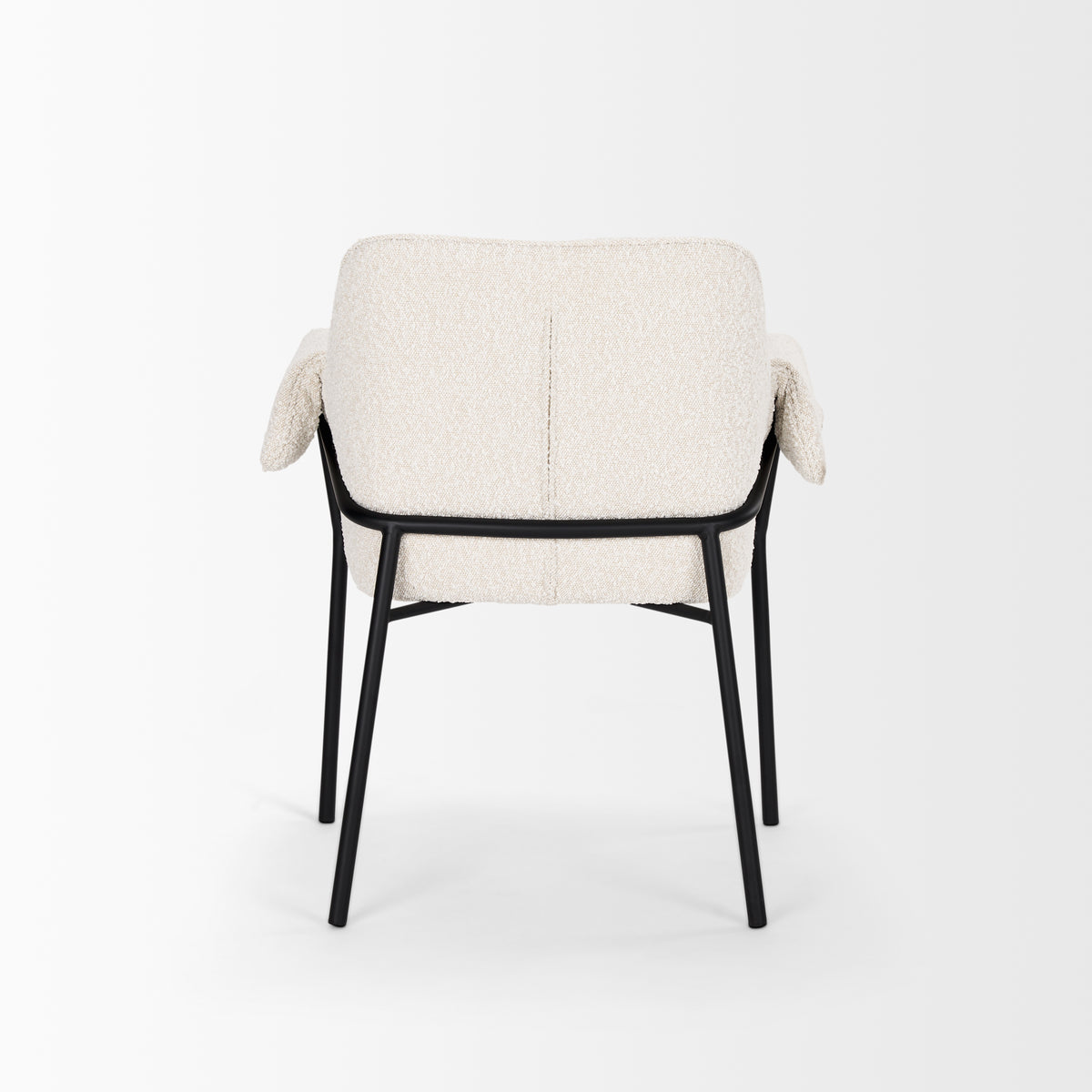 Brently Dining Chair w/ Cream Boucle Fabric & Matte Black Metal Legs | BeBoldFurniture