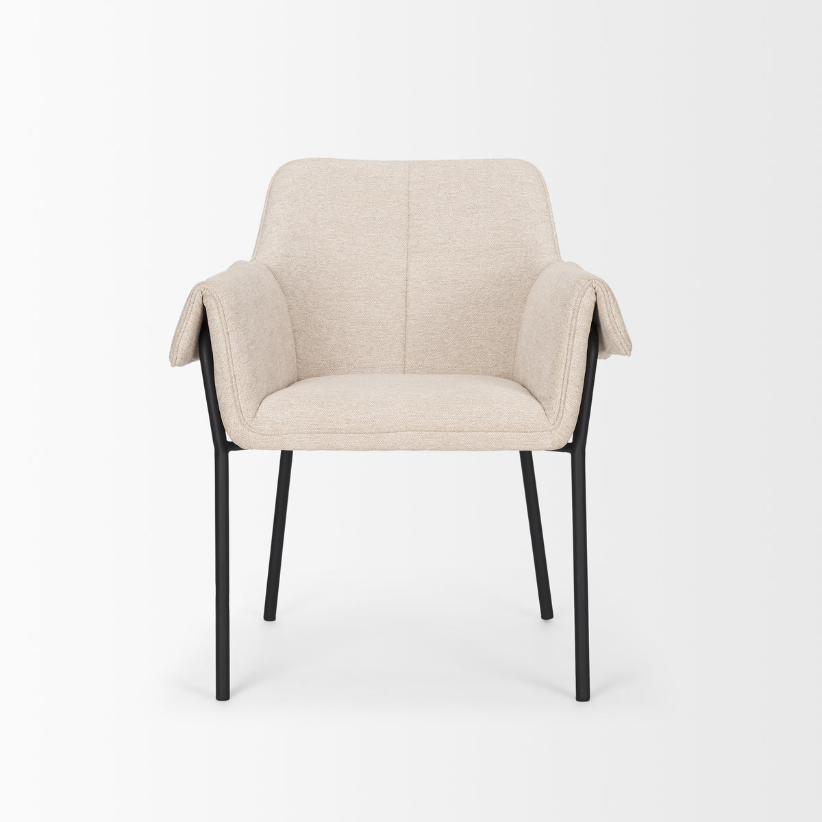 Brently Dining Chair w/ Oatmeal Fabric & Matte Black Metal Legs | BeBoldFurniture