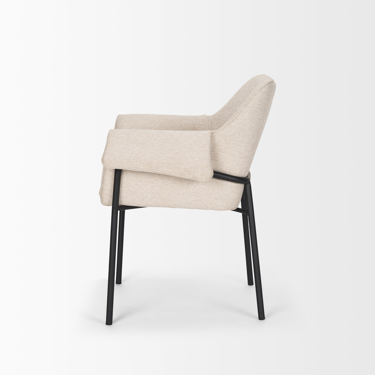 Brently Dining Chair w/ Oatmeal Fabric & Matte Black Metal Legs | BeBoldFurniture