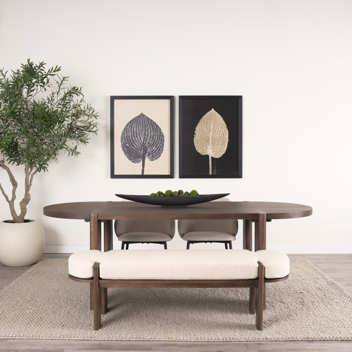 Sohan Dark Elm Wood Oval Dining Table | BeBoldFurniture