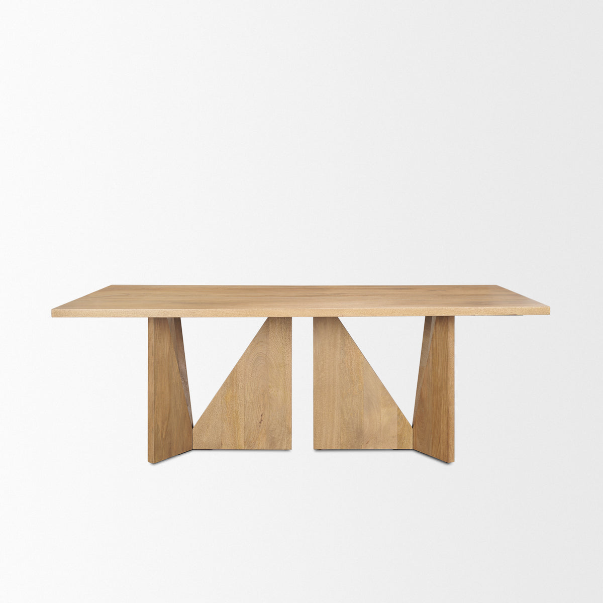 Tarro 84" Rectangular Light Brown Wood w/ Geometrical Base Dining Table | BeBoldFurniture