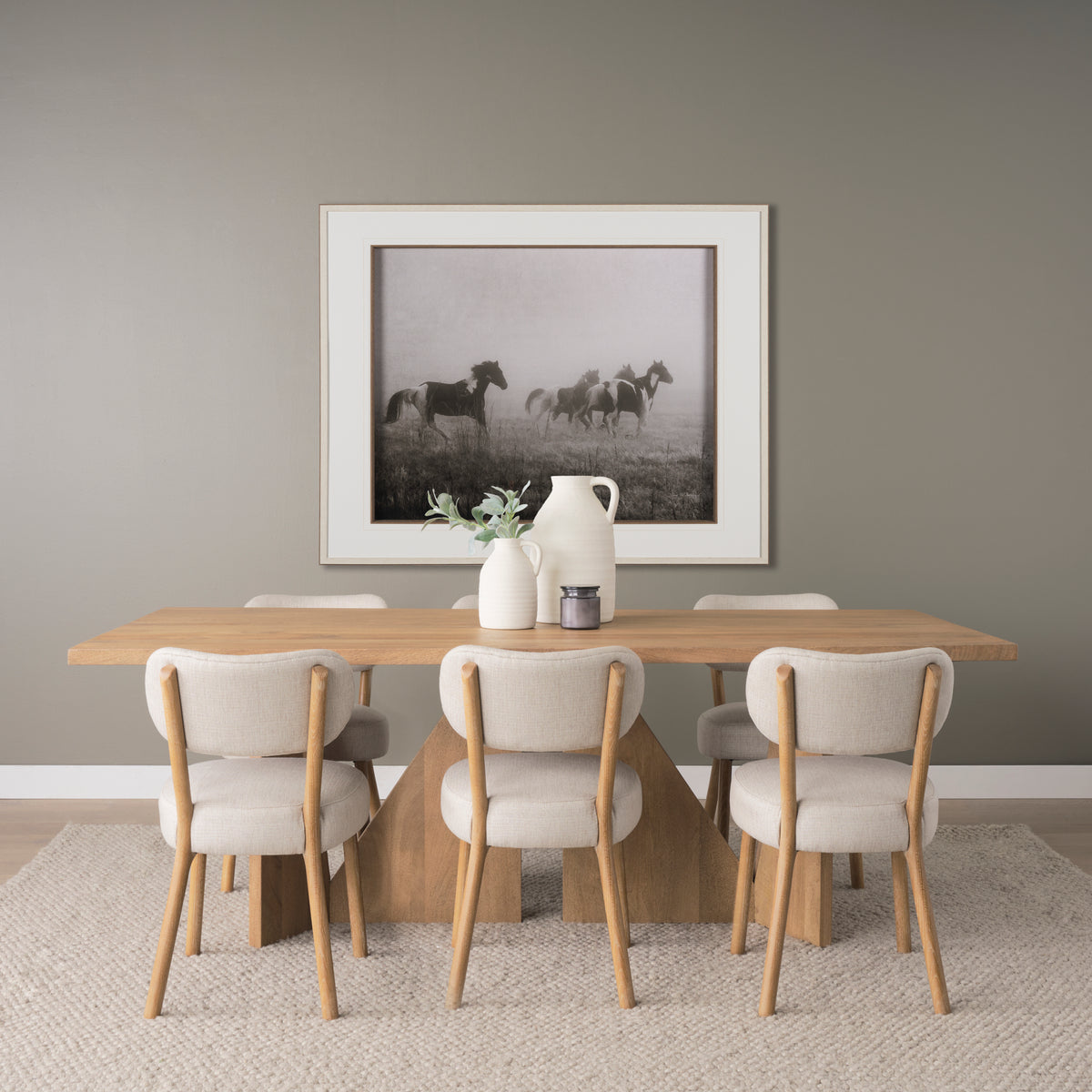 Tarro 84" Rectangular Light Brown Wood w/ Geometrical Base Dining Table | BeBoldFurniture