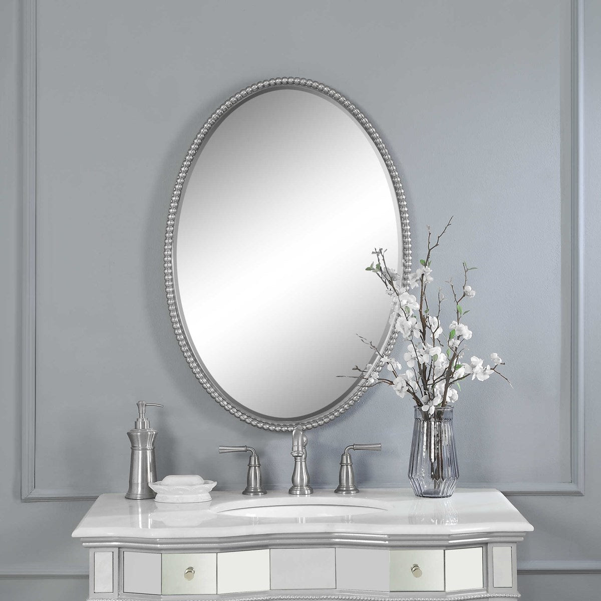 Sherise Oval Mirror Nickel | BeBoldFurniture