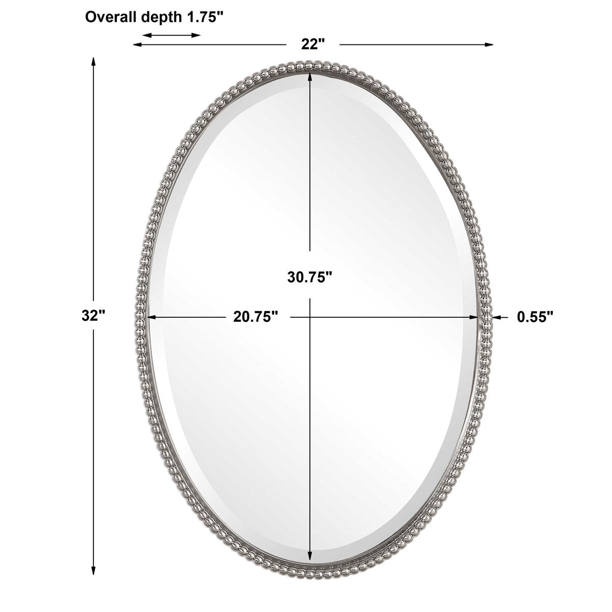 Sherise Oval Mirror Nickel | BeBoldFurniture