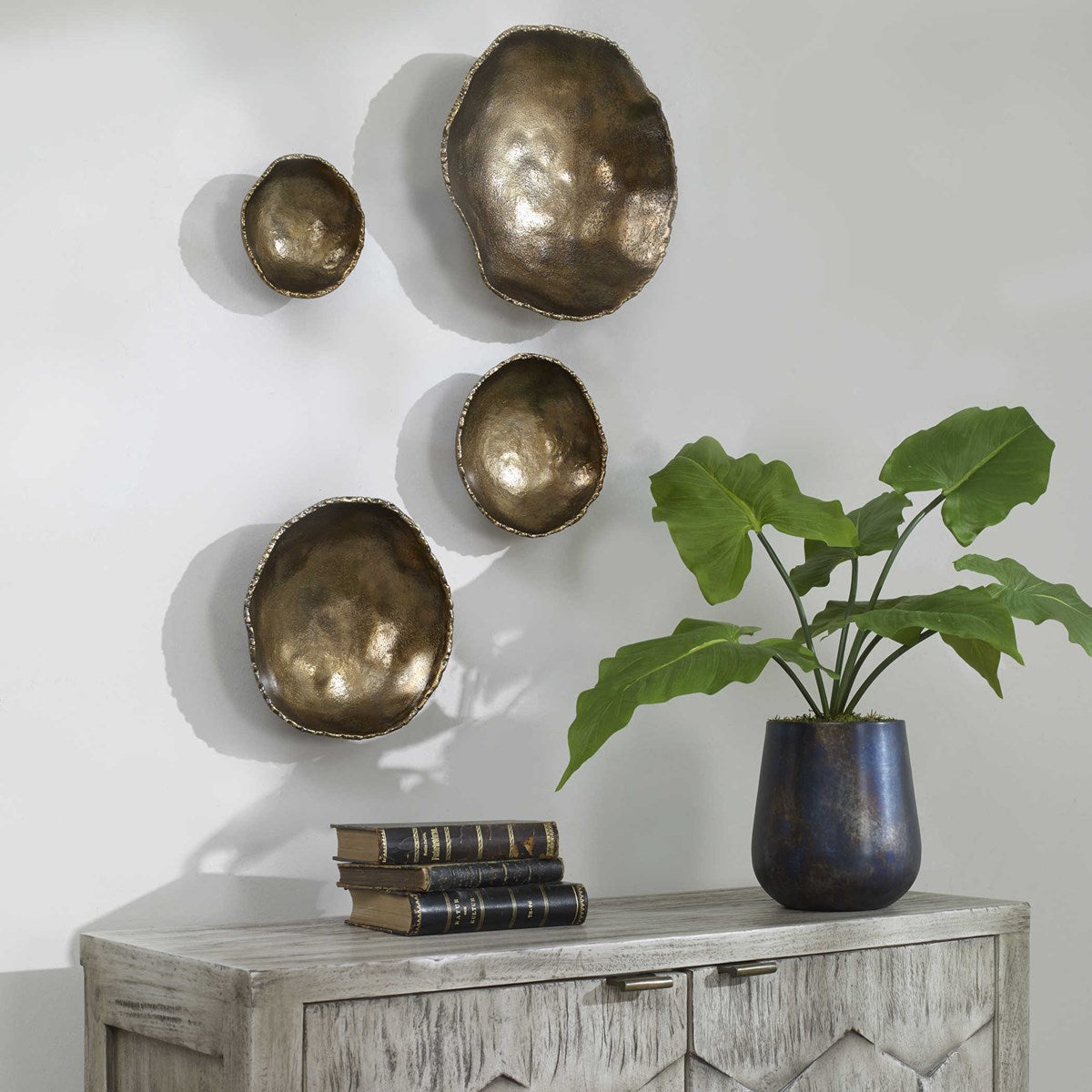 Lucky Coins Brass Metal Wall Decor S/4 | BeBoldFurniture