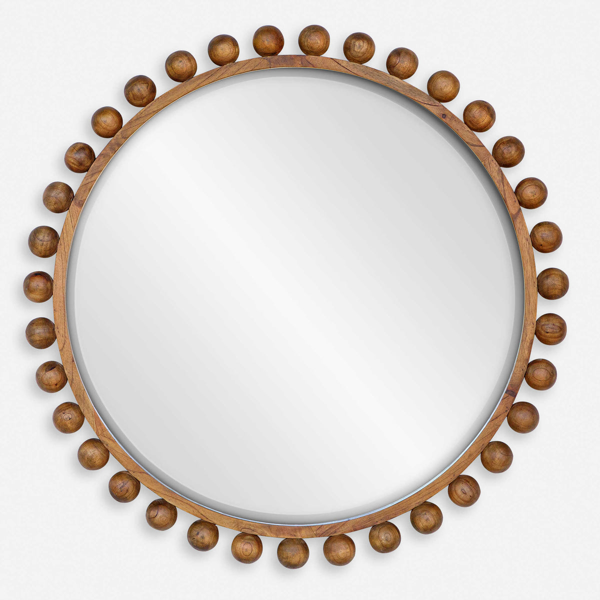 Cyra Wood Round Mirror Walnut | BeBoldFurniture