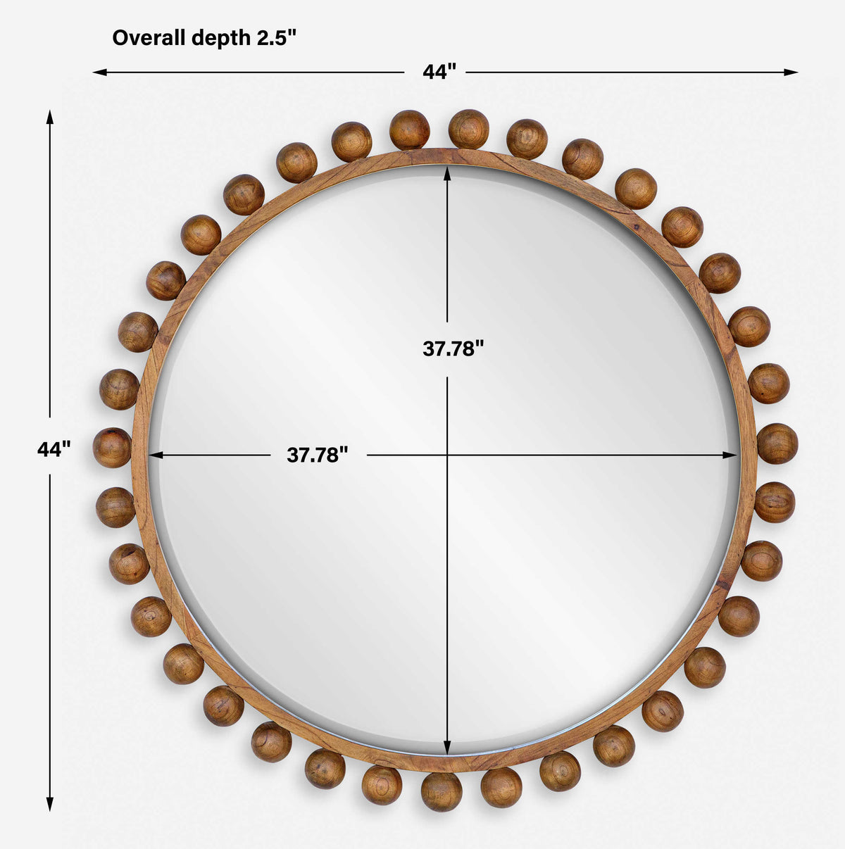 Cyra Wood Round Mirror Walnut | BeBoldFurniture