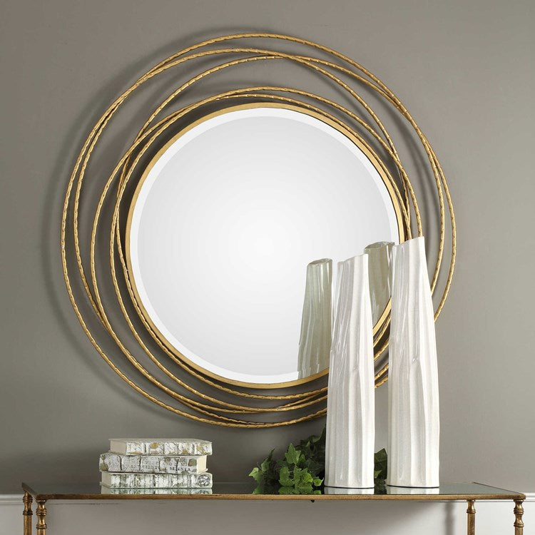 Whirlwind Round Mirror Gold | BeBoldFurniture