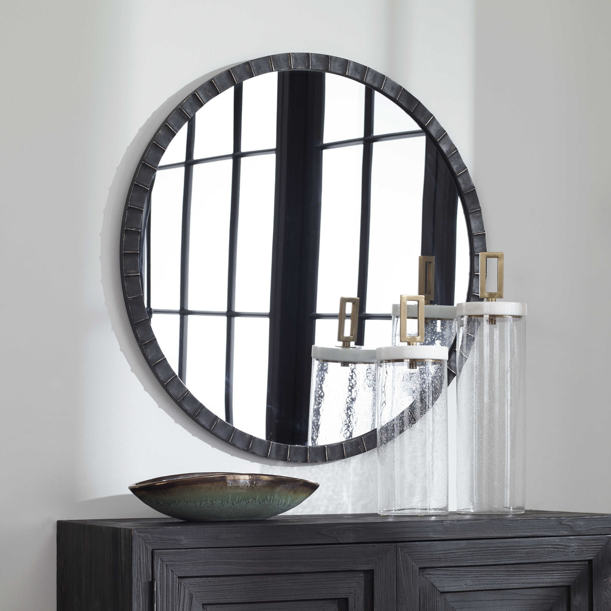 Dandridge Round Mirror Black | BeBoldFurniture