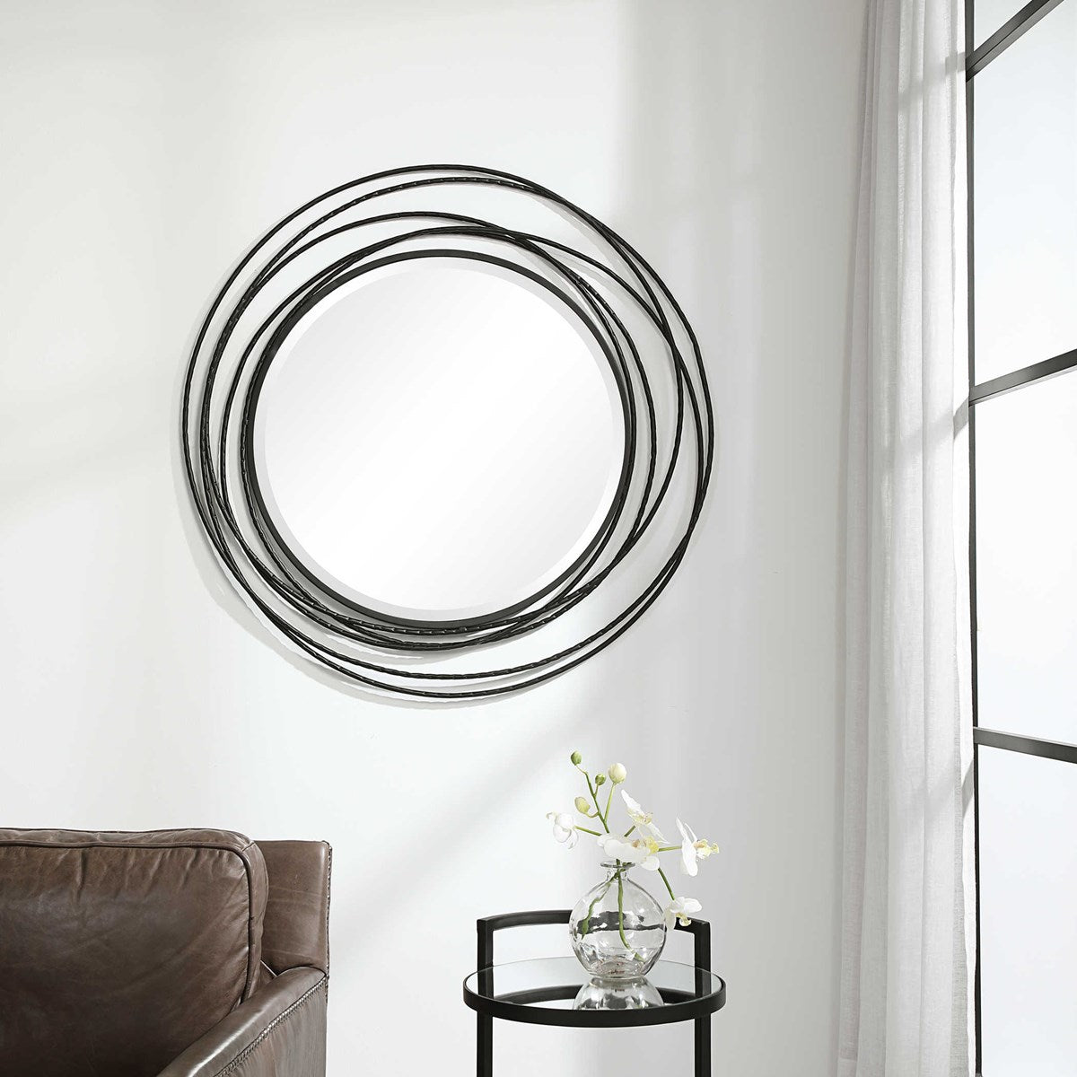 Whirlwind Round Mirror Black | BeBoldFurniture