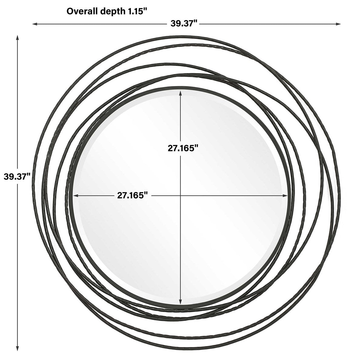 Whirlwind Round Mirror Black | BeBoldFurniture