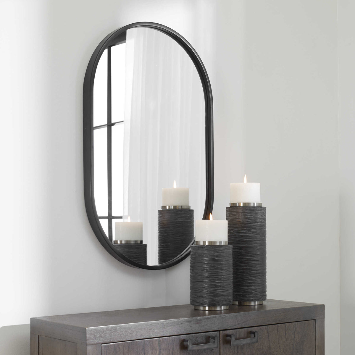 Varina Oval Mirror Black | BeBoldFurniture