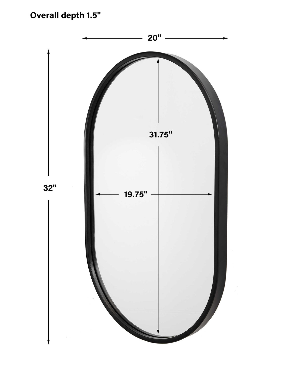 Varina Oval Mirror Black | BeBoldFurniture