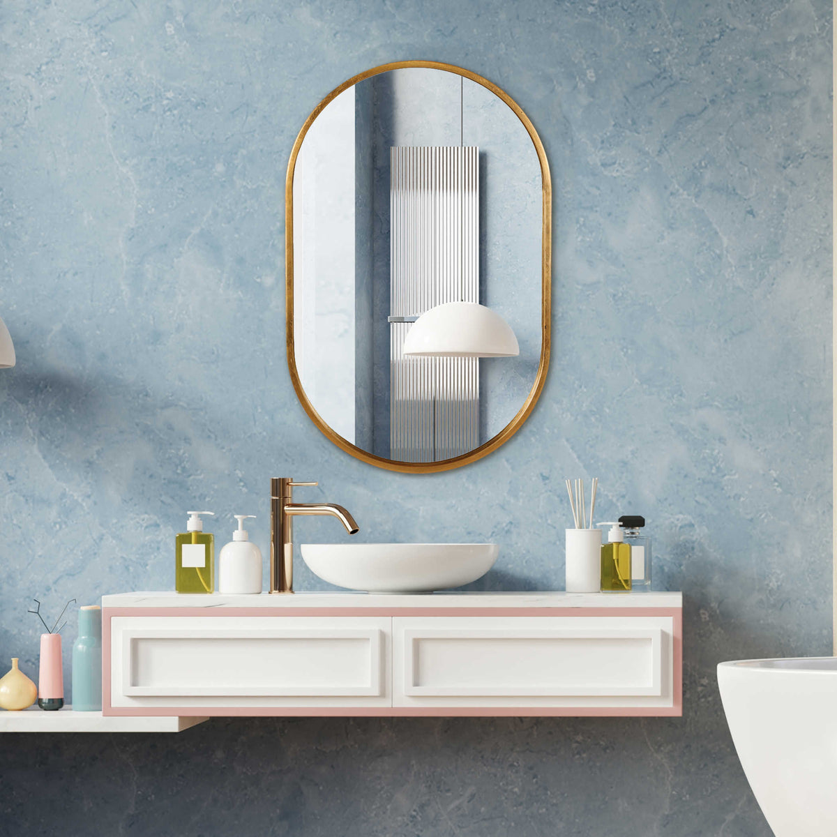 Varina Oval Mirror Gold | BeBoldFurniture