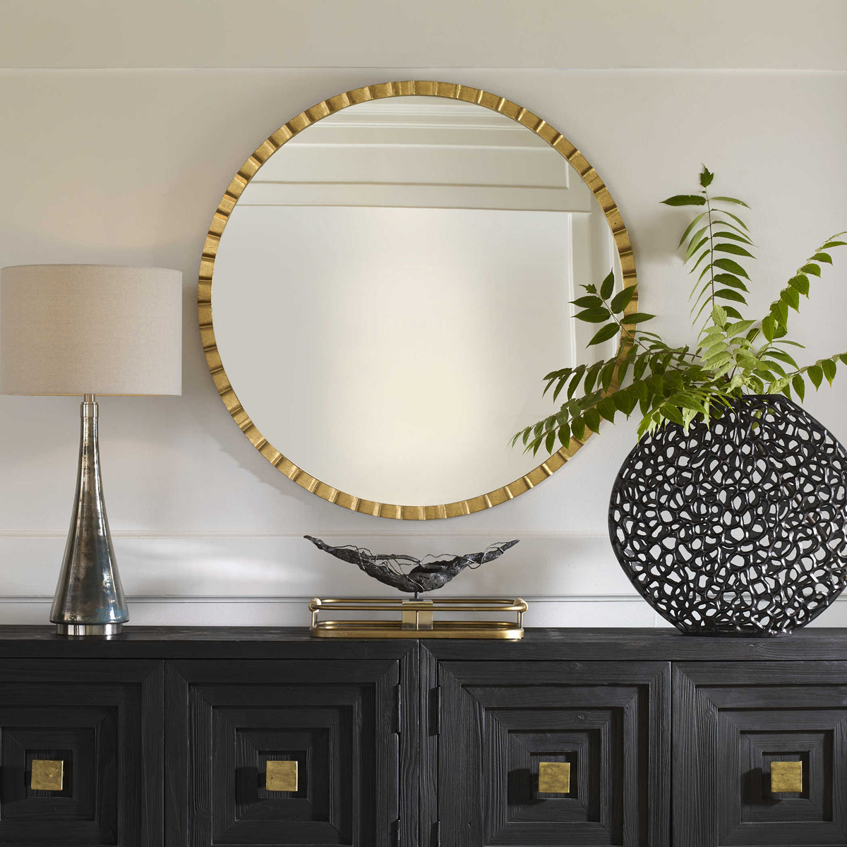 Dandridge Round Mirror Gold | BeBoldFurniture