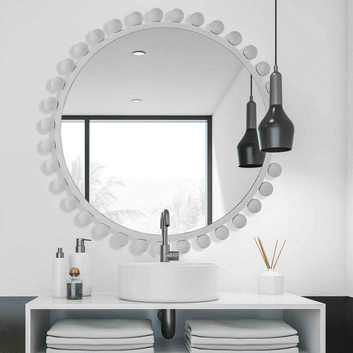 Cyra Round Mirror White | BeBoldFurniture