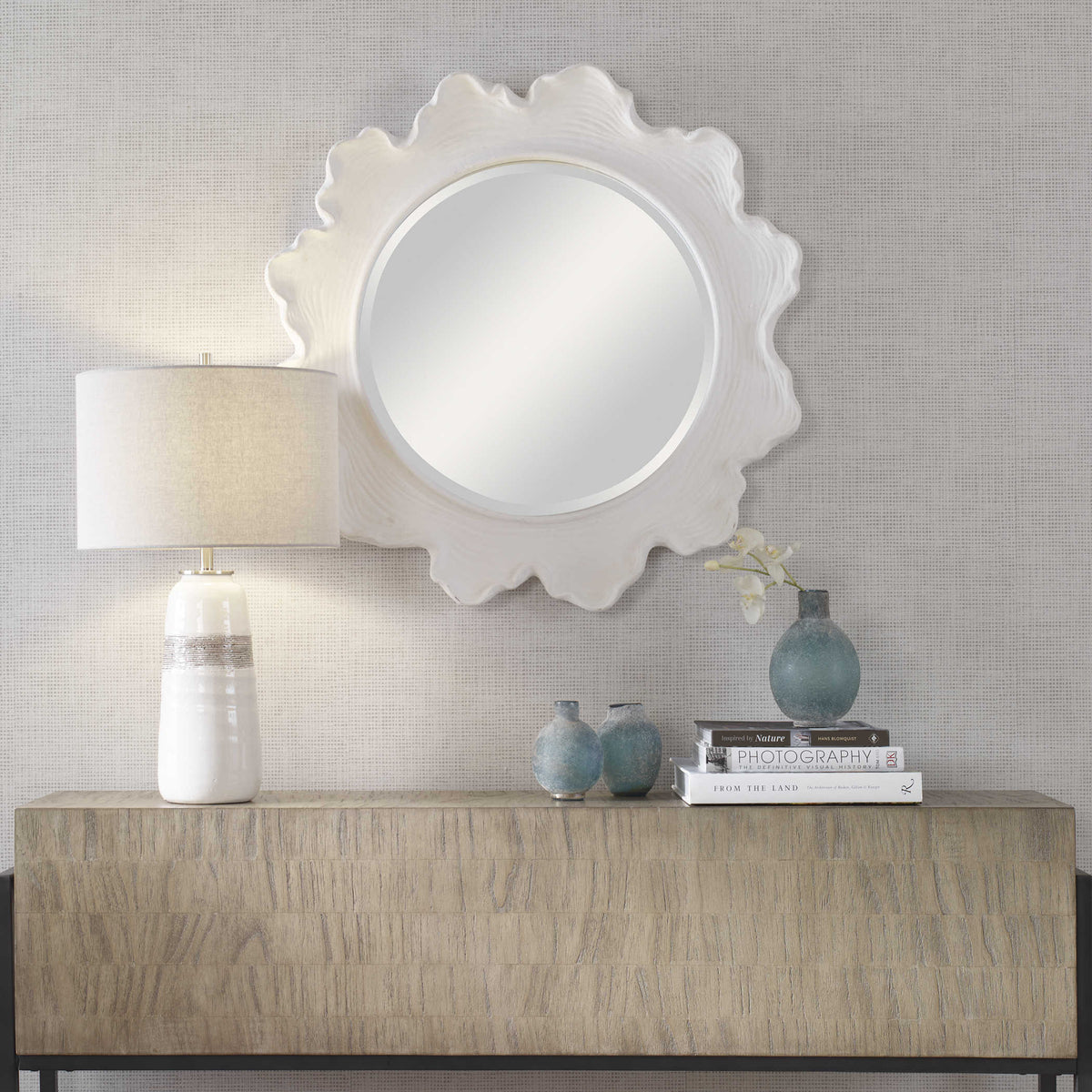 Sea Coral Round Mirror White | BeBoldFurniture