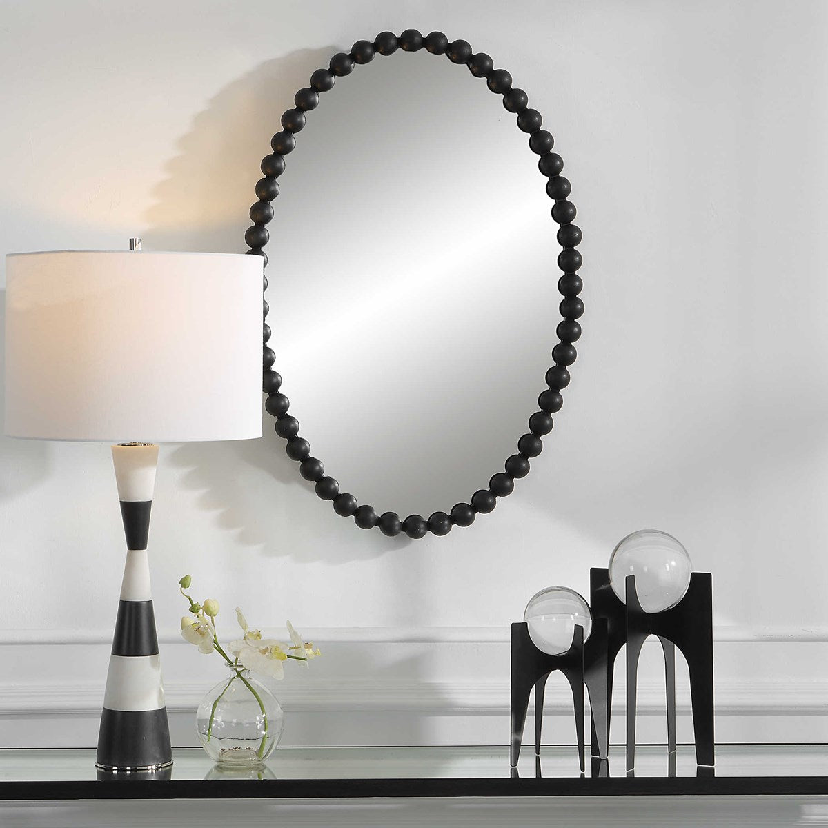 Serna Oval Mirror Black | BeBoldFurniture