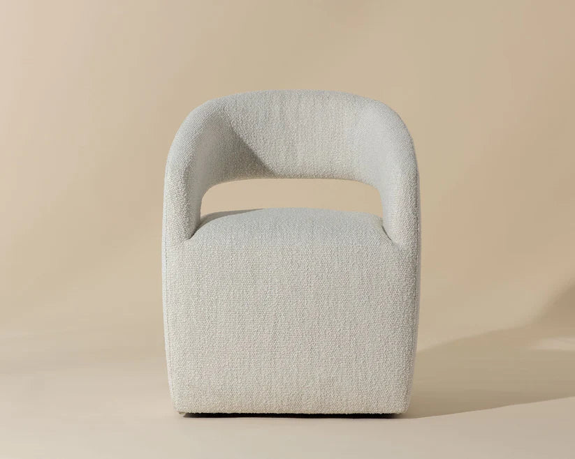 Lloret Wheeled Dining Armchair Merino Pearl