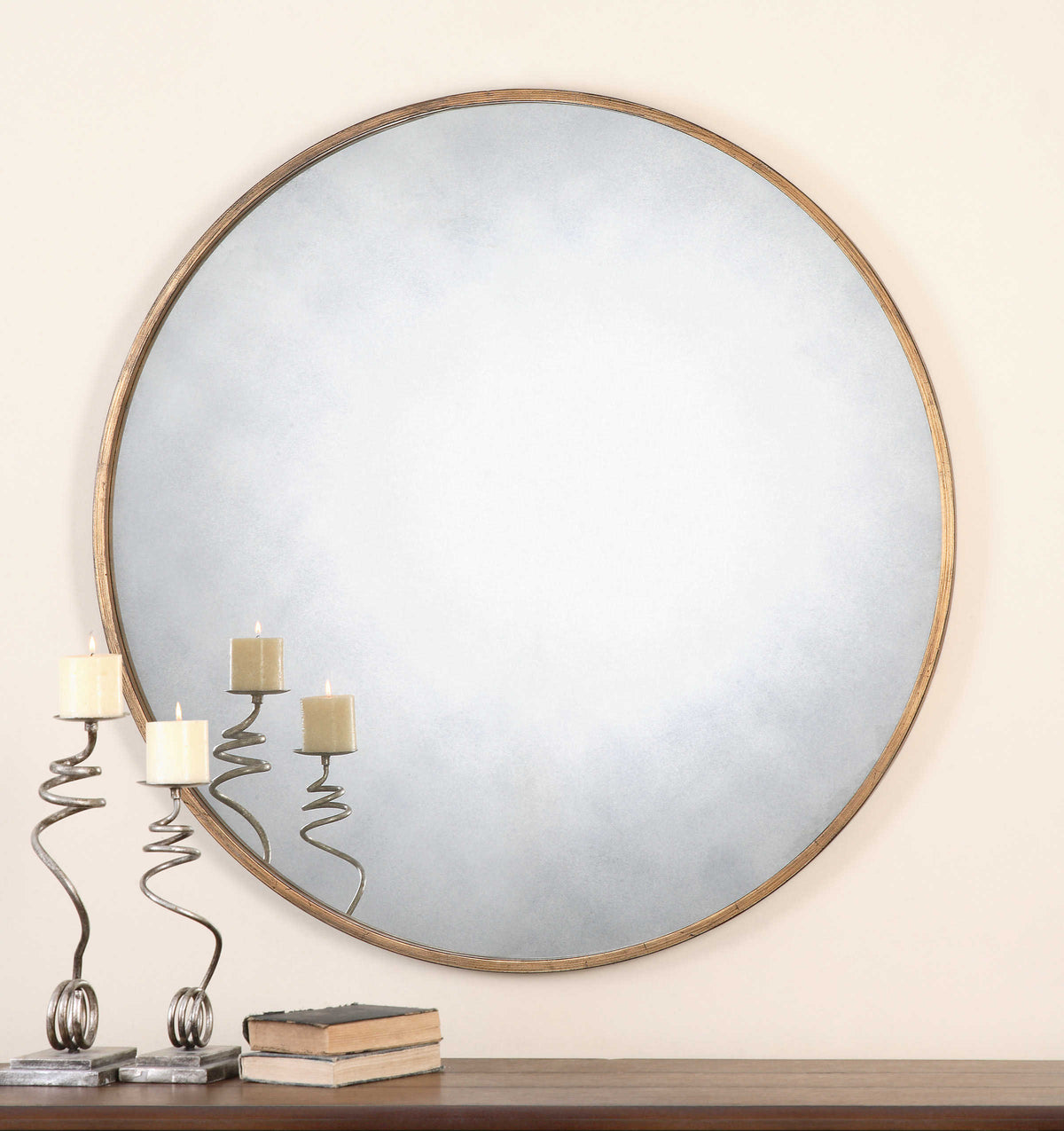 Junius Round Mirror Gold | BeBoldFurniture