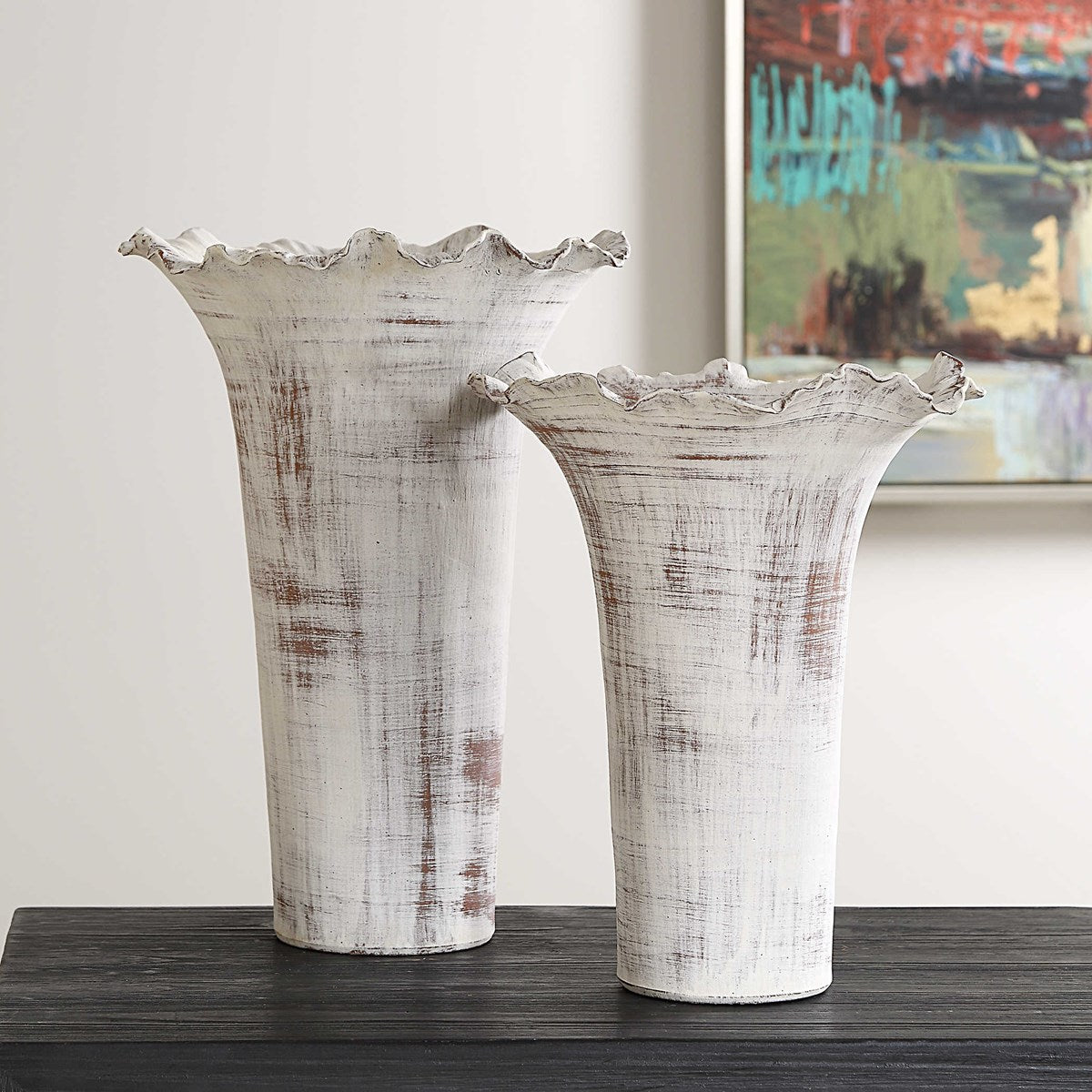 Ruffled Petal Vases S/2 | BeBoldFurniture