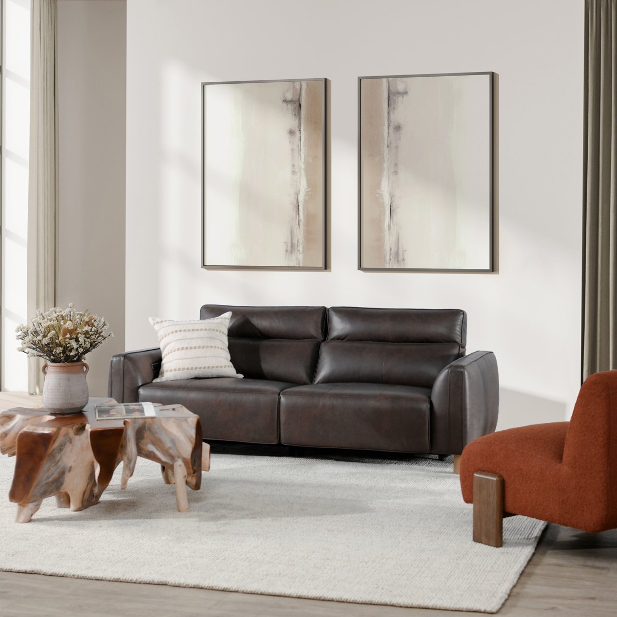 Conway 2pc Power Recliner Sofa Brown | BeBoldFurniture