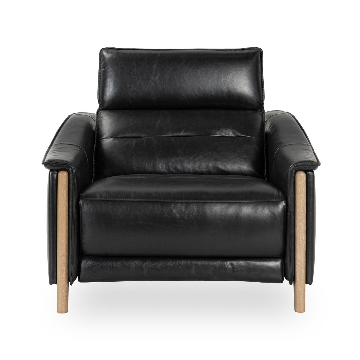 Cullman Leather Power Recliner Accent Chair Black | BeBoldFurniture