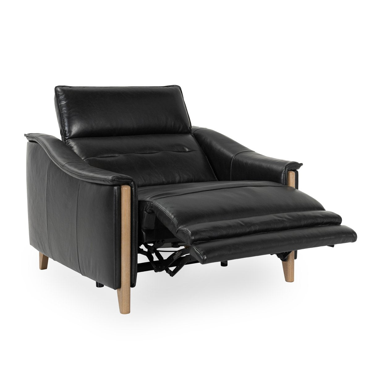 Cullman Leather Power Recliner Accent Chair Black | BeBoldFurniture