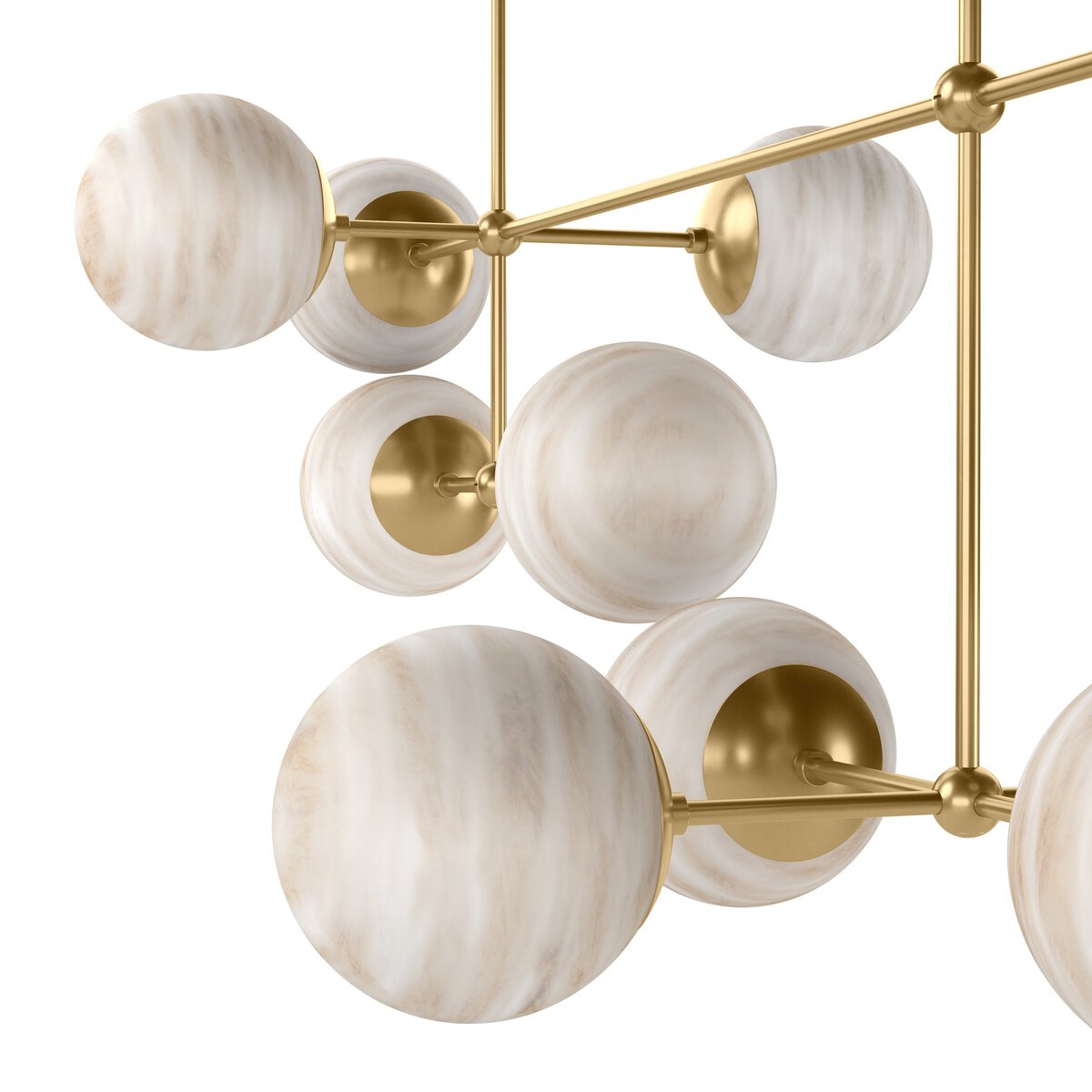 Armstrong Linear Chandelier Marbled Matte Glass Burnished Brass