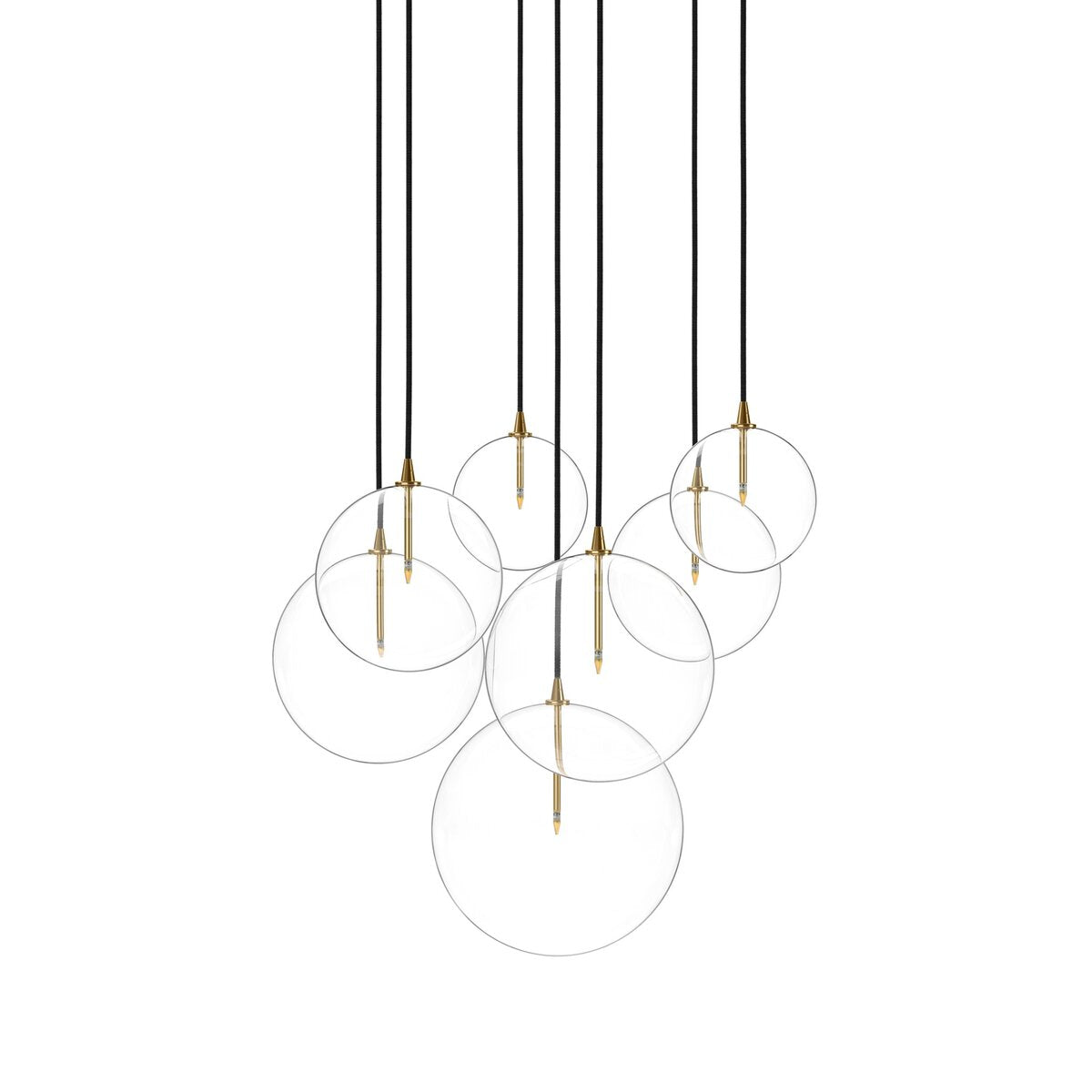 Cluster 7 MIX Chandelier Burnished Brass