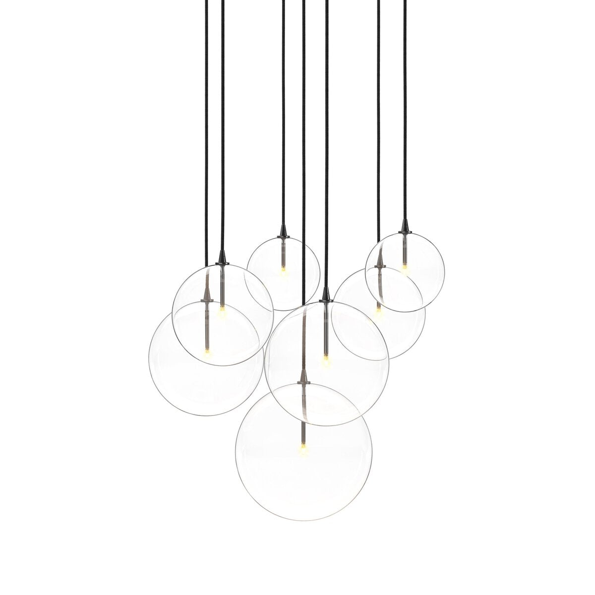 Cluster 7 MIX Chandelier Black Gunmetal