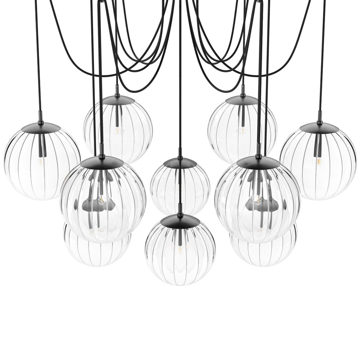 Spider Chandelier Clear Ribbon Glass Black Gunmetal