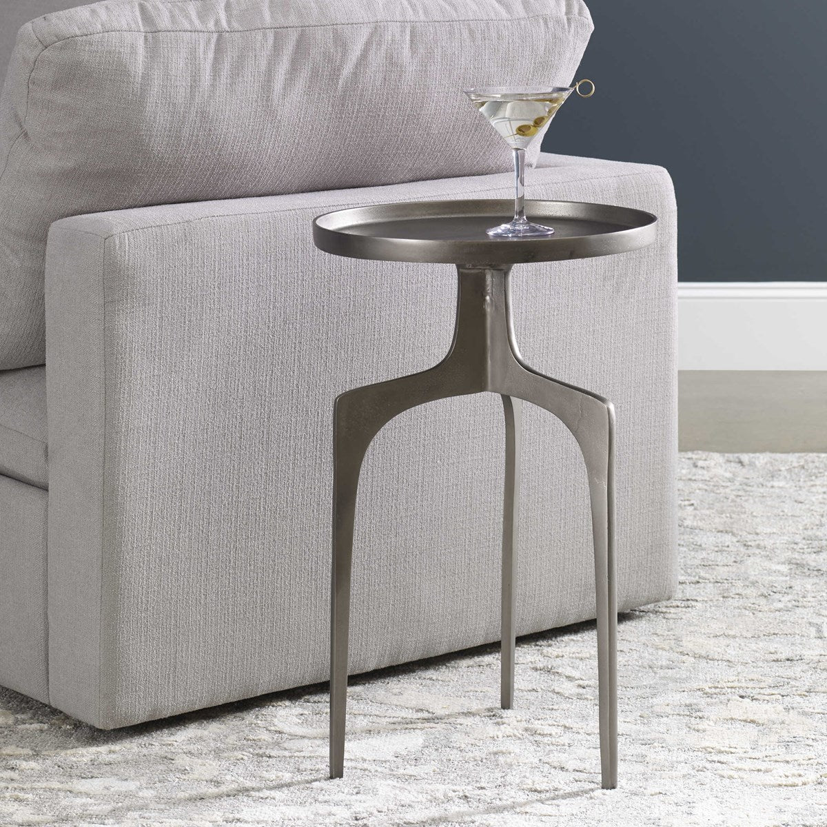 Kenna Accent Table Nickel | BeBoldFurniture