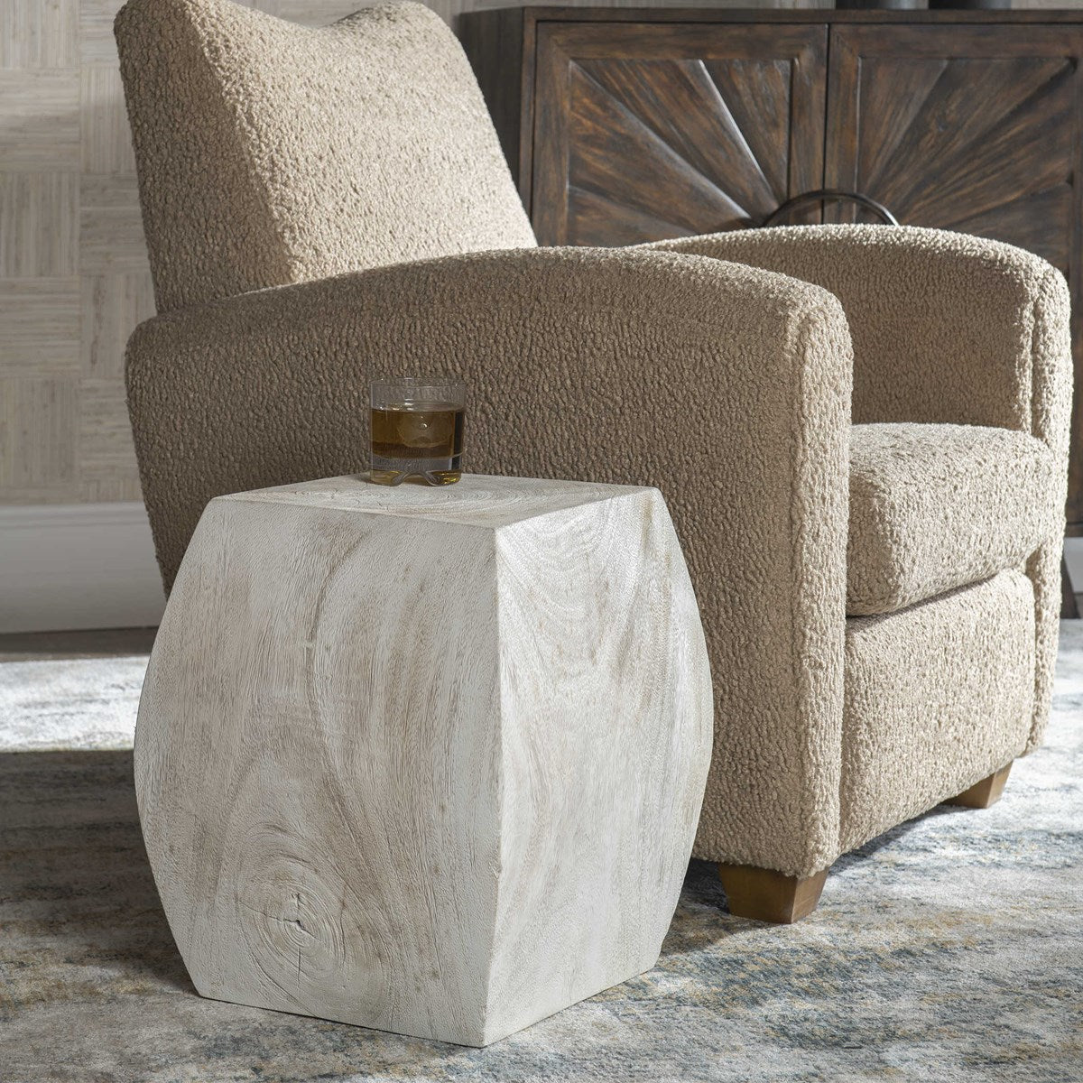 Grove Accent Stool Ivory | BeBoldFurniture