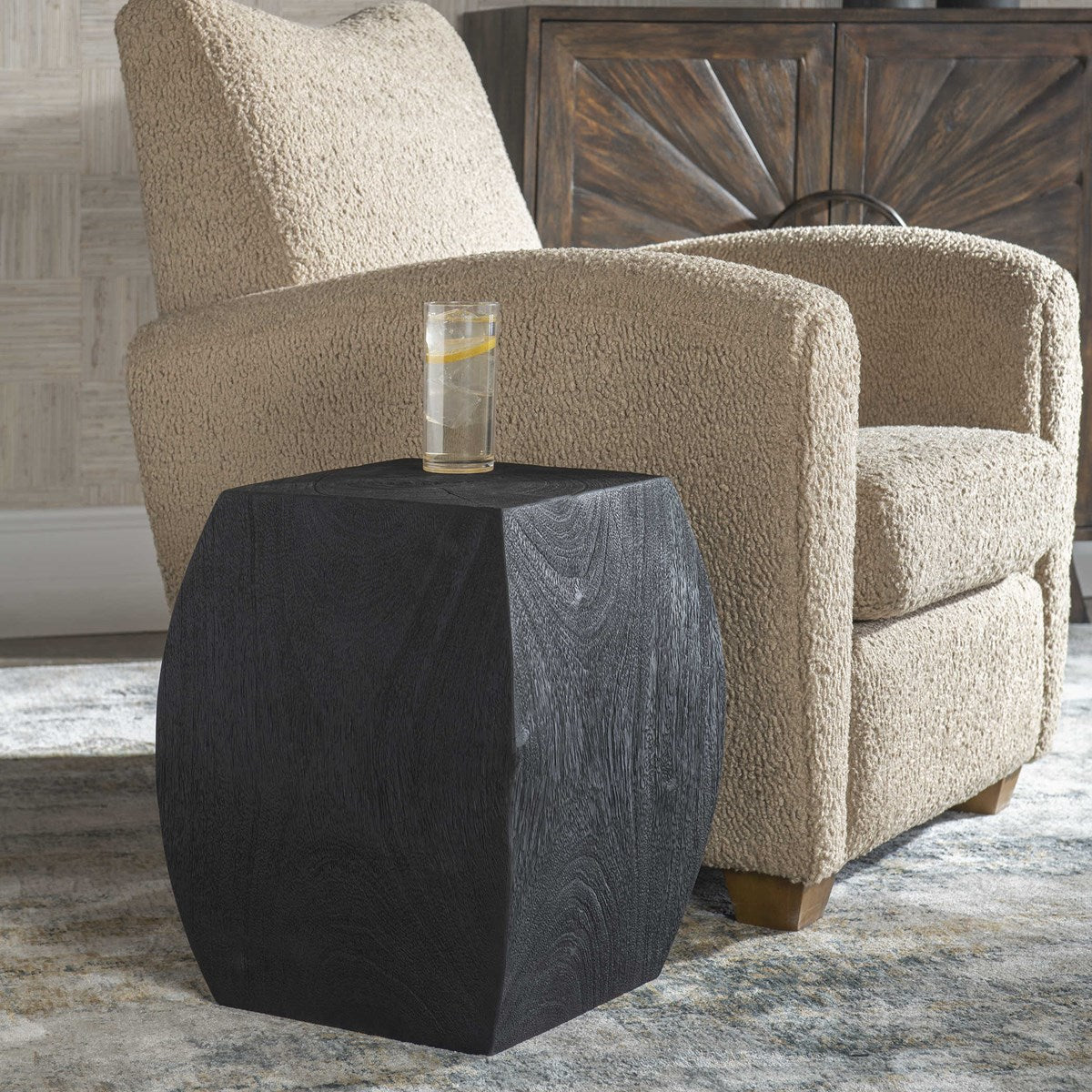 Grove Accent Stool Black | BeBoldFurniture 