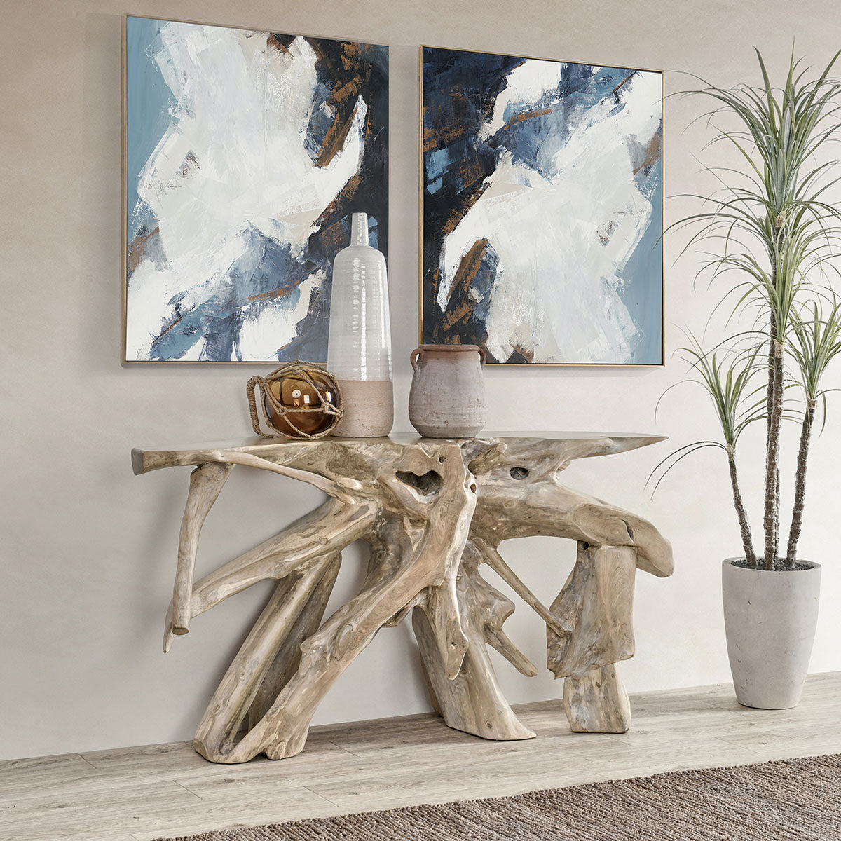 Cypress Root Console Table 59-60" Natural White Wash | BeBoldFurniture