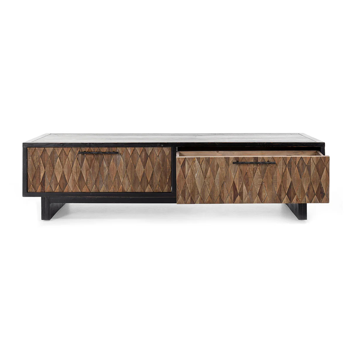 Anton Solid Wood Rectangle 4Dwr Coffee Table Black/Natural | BeBoldFurniture