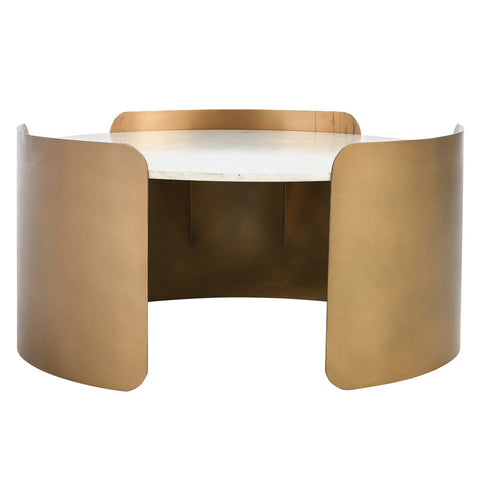 Viola 36" Round Coffee Table Brass/Marble | BeBoldFurniture
 