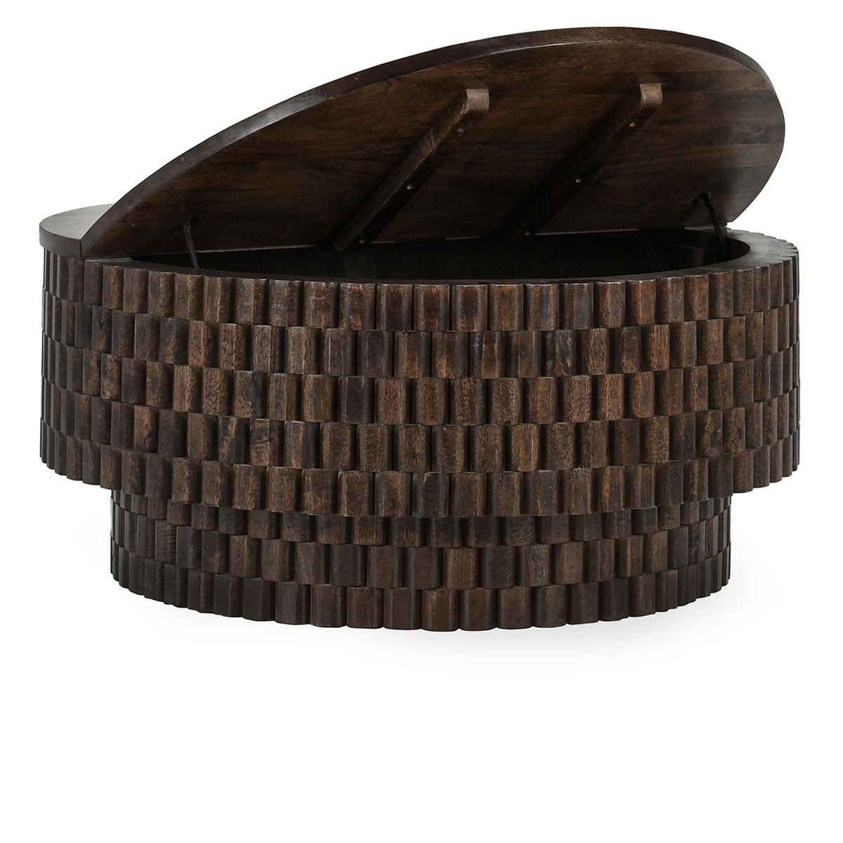 Norwood Mango Wood 40" Round Coffee Table Bark Brown | BeBoldFurniture