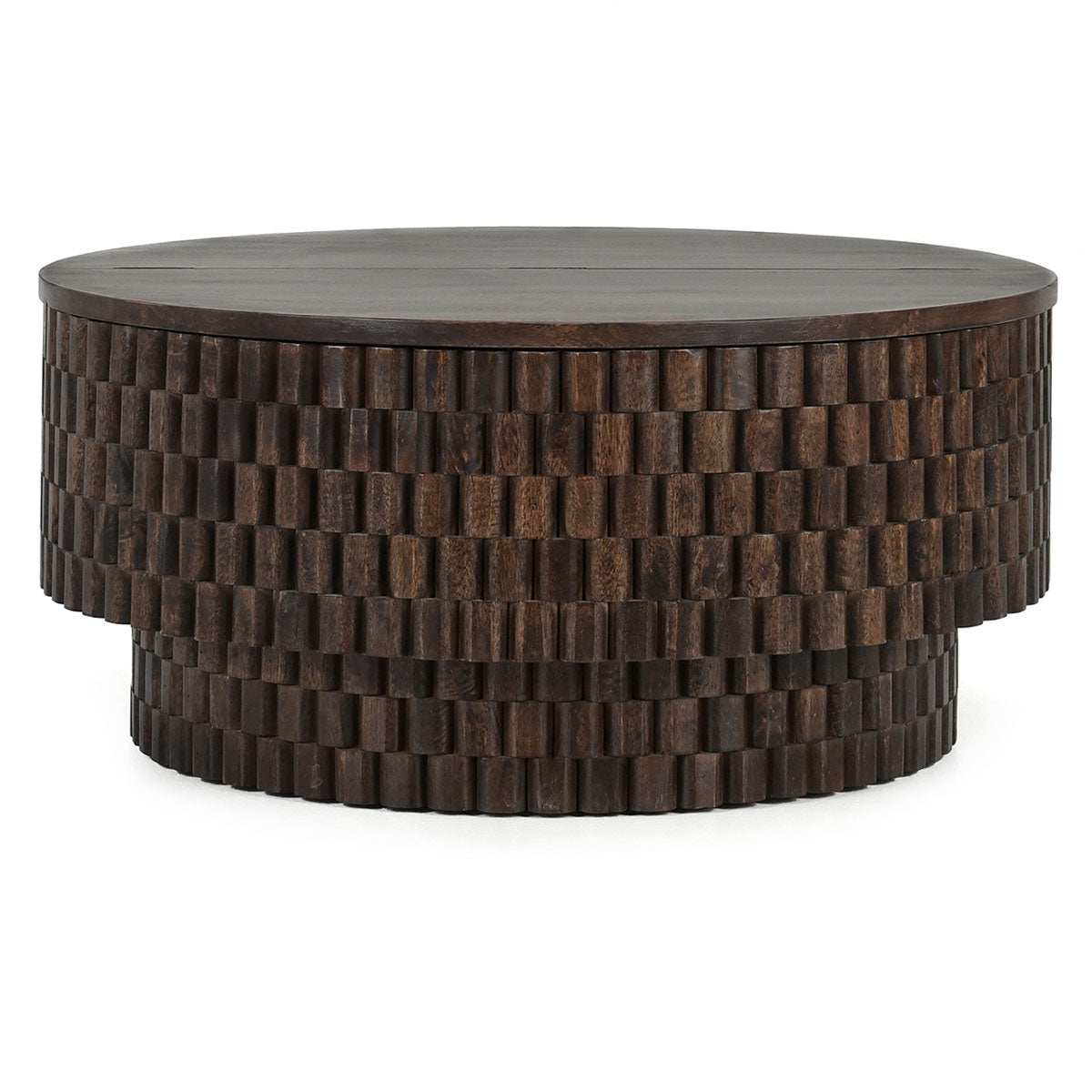 Norwood Mango Wood 40" Round Coffee Table Bark Brown | BeBoldFurniture