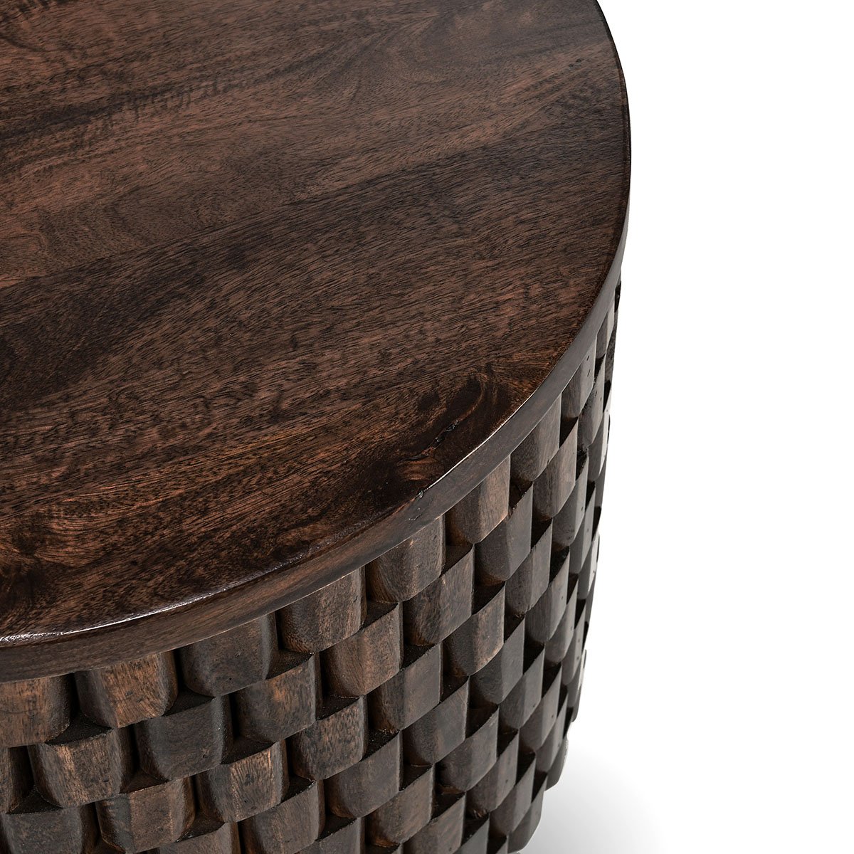 Norwood Mango Wood 25" Round End Table Bark Brown | BeBoldFurniture